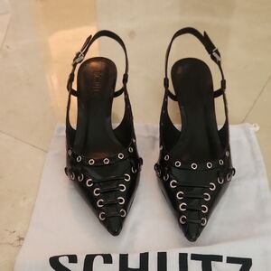 Schutz Black Slingback Heels